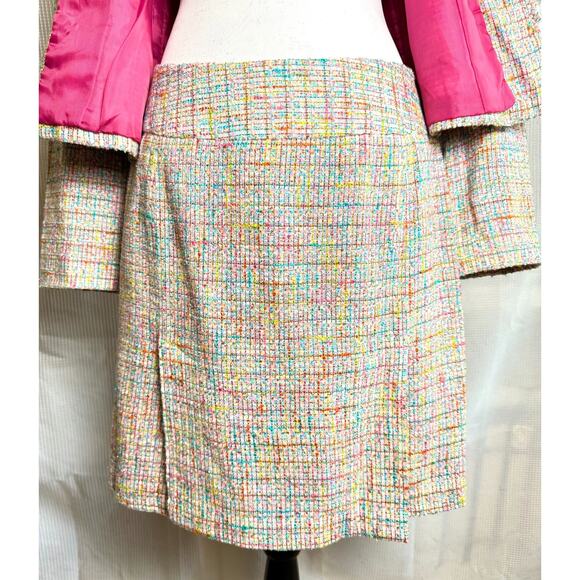 Vintage Newport News Sz 12 Pastel Tweed 2 Pc Suit Fringe Y2K Legally Blonde - Picture 13 of 16
